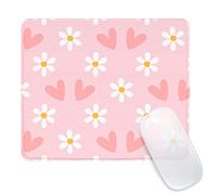 Ksriylm Square Funny Cute Pink Mouse Pad,Office Home Personalized Mouse Mat Design,Waterproof Mousepad, Non-Slip Rubber Base Computer Mouse Pads for Wireless Mouse,Lovely Flower&Heart