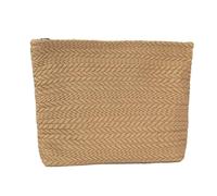 Ksriylm Wheat Print Canvas Cosmetic Bag for Women, Portable Multifunctional Travel Makeup Pouch with Purse Zipper, Small Pretty Toiletry Makeup Bag for Cosmetics, Travel and Busizess, Brown