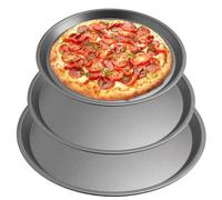 Ksrnsne 3Pcs Non-Stick Pizza Baking Tray Set - Round Baking Tray for Pizza, Cakes, Pie, 10"/11"/12"