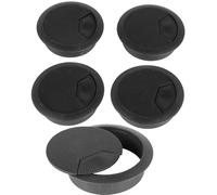 Ksrnsne 5 Pcs 60mm Desk Grommets Round Plastic Cable Hole Covers for Office Computer Desk Wires Management Black