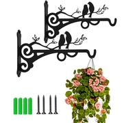 KSS 2PCS Hanging Basket Bracket, Brackets for Hanging Basket,Bird Feeders,Lanterns,Wind Chimes,Planters,Outdoor Decoration Hooks (Black)