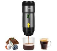 Kssiaz Portable Espresso Machines, Electric Espresso Maker with Self-Heating, USB-C & Car Charger, 20 Bar Mini Coffee Maker With NS Capsule & Ground Coffee for Camping, Hiking, Travel, Office, Blcak
