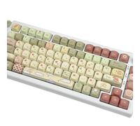 KssogOBOE Little Bear Forest Keycap Set MOA Profile Cartoon Cute Custom Keycaps PBT Thermal Sublimation Milky Yellow Green Keyboard Caps(MOA)