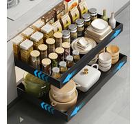Kssvzz 1 Pack Pull Out Cabinet Organiser Expandable, Pull Out Drawers for Kitchen Cupboards, Upgrade 3 Slide Rails Slide Out Drawers for Kitchen Cabinets, Adjustable Width 32cm-52cm