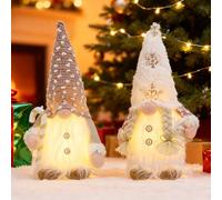Kssvzz 2 Pack Light Up Gnome Christmas Decorations, Handmade Swedish Santa Gnome, Gonk Elf Christmas for Indoor Decoration, Holiday Party Decor
