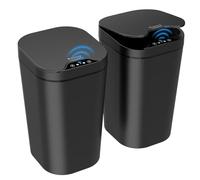 Kssvzz 2 Pack Sensor Bins with Lid, 2.5 Gallon/10 L Bathroom Electric Bin, Slim Smart Trash Can, Narrow Waterproof Automatic Bin for Bedroom, Living Room, Kitchen, Office (Black)