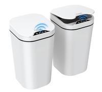 Kssvzz 2 Pack Sensor Bins with Lid, 2.5 Gallon/10L Bathroom Electric Bin, Slim Smart Trash Can, Narrow Waterproof Automatic Bin for Bedroom, Living Room, Kitchen, Office (White)
