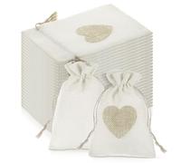 Kssvzz 26 Pcs Cotton Drawstring Bags, 15x20cm Reusable Burlap Bags, Hessian Bags Fabric Gift Bags for Christmas Jewelry Wedding Party and DIY Craft (Beige)