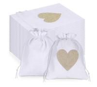 Kssvzz 26 Pcs Cotton Drawstring Bags, 15x20cm Reusable Burlap Bags, Hessian Bags Fabric Gift Bags for Christmas Jewelry Wedding Party and DIY Craft (White)