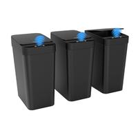 Kssvzz 3 Pack Small Motion Sensor Bathroom Bins with Lid, 10L Smart Waste Paper Basket, Slim Automatic Toilet Rubbish Bin, Touchless Trash Can for Bedroom, Office, Living Room (Black)