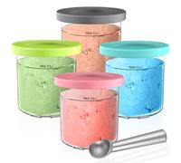 Kssvzz 4 Pack Ice Cream Tubs Compatible with Ninja Creami NC300UK NC300UKCP NC301 NC299AMZ Series - BPA-Free, Dishwasher Safe with Aluminium Scoop
