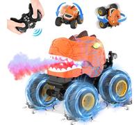 Kssvzz Dinosaur Remote Control Monster Truck - Dinosaur Toys for 3 4 5 6 7 8 Year Old Boys, 2.4Ghz RC 360°Rotating Off-Road Stunt Car with Spray, Light & Sound, for Kids Boys Age 3-5 6-7 8-12