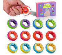 Kssvzz Fidget Toys for Kids & Adults, 12 Pack Sensory Rings, Textured Spinner Rings for Anxiety Relief, ADHD & Autism Focus Fidget Stress Ring