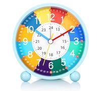 Kssvzz Kids Alarm Clock, No Ticking Silent Learning Clock for Kids, Bedside Clocks with Light, Loud Alarm Clocks for Heavy Sleepers, Battery Powered