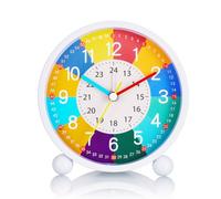 Kssvzz Kids Alarm Clock, No Ticking Silent Learning Clock for Kids, Bedside Clocks with Light, Loud Alarm Clocks for Heavy Sleepers, Battery Powered