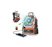 Kssvzz Portable Camping Fan, 30000mAh Rechargeable Battery Powered Fans, 4 Speed Quiet USB Table Fan with LED, 270° Pivot, Battery Operated Tent Fans for Travel, Picnic, Hiking, Fishing