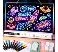 Kssvzz Rechargeable LED Drawing Board Kids - Birthday Gifts for Girls Boys | 17’’ Glow Writing Pad w/ 14 Color & Timer - Hang/Stand DoodlePainting Toys, Xmas Gift for 3 4 5 6 7 8 9 10-12 Year Old Girls