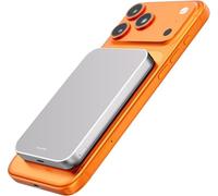 kstime Magnetic Power Bank, 10000mAh 14mm Ultra Thin Titanium Design PD20W Wireless Portable Charger with USB-C Input and Output Compatible with iPhone 17/16/15/14/13/12 Series (Silver)