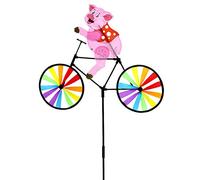 KSTZGTA Cute 3D Animal Pig On Bike Windmill Whirligig Garden Lawn Yard Decor Wind Spinne Wind Spinners Outdoor Metal with Solar Light