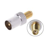 KSTZGTA SMA Female to IEC Male Plug Coaxial Adapter RF Connector Nickel Plated Antenne Fm, Silver