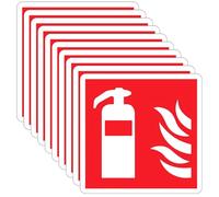 Ksvaye 10 Pieces Fire Extinguisher Sign 10 x 10 cm PVC Fire Extinguisher Sign DIN ISO 7010 Dust and UV for Outdoor or Indoor Use