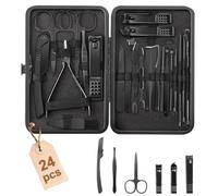 Ksvaye 24-Piece Manicure & Pedicure Set - Professional Carbon Steel Nail Care Kit | Includes Nail Clippers, Nail Scissors, Eyebrow Shaping Tools, Facial Care & More | Comes with a Luxury Travel Case