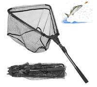 Ksvaye Fishing Net, Carp Fishing Landing Net Foldable Rubberized with Telescopic Handle Nylon Fishing Net Easy to Catch and Release for Kayak, Salmon, Cat, Bass