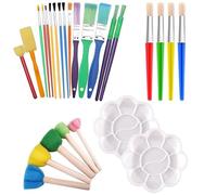 KSVFTB 26 Pcs Kids Paint Brushes, Childrens Paint Brushes And Kids Paint Palette, Colorful Paint Brush Set Kids In Various Sizes For Watercolor, Oil, Acrylic Paints, Diy Art