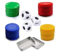 KSVFTB 3 Dices+40 Chips Left Right Centre Dice Games, Dice Games, 4 Color Interactive Dice Toy Round Corner Dice Portable Strike Dice Game for School Party Game Dice(Bring a box)