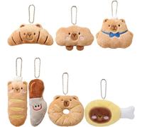 KSVFTB 7 PCS Capybara Keyring, Capybara Keychain, Squishy Capybara Plush Keychain for Emotional Support, Desk Decor,Car Mirror Accessory, Birthday Gifts,Party Favors & Classroom Rewards for students