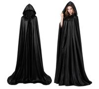 KSVFTB Black Cloak With Hood, 170CM Voldemort Adult, Black Robe | Traitors Cloak, Scream Costume, Halloween Christmas Fancy Cape Costumes