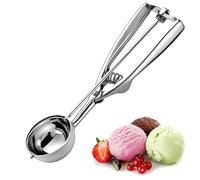 KSVFTB Ice Cream Scoop, Stainless Steel Ice Cream Scoop with Trigger, Cookie Scoop Large Sized (6cm), Icecream Scoop, Potato Scoop for Meatballs, Mellon Balls, Mashed Potatoes and Muffins