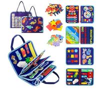 KSVFTB Montessori Busy Board & Book for 1 2 3 4 Year Olds - 8 Page Sensory Activity Toy with Zipper, Shoelace & Clock, Travel Learning Board for Fine Motor Skills, Toddler Airplane Car Gifts