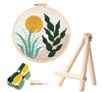 KSVFTB Punch Needle Kit, Embroidery Kit for Adults & Kids, DIY Punch Needle Craft with Instructions, Floral Theme, Non-Foldable