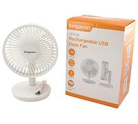 Belles Kingavon 1200mAh Rechargeable USB Desk Fan, 3 Speed, 17cm, (White)