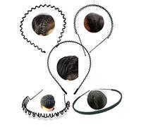KSVILLA Flexible Metal Wavy,Spring Zig Zag and Chain Hair Band Hair Hoop Hairband Daily Use for Unisex Men Women Pack 5
