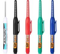 KSVS Long Head Deep Hole Marker Deep Reach Markers Multi-Purpose Long Nib Nose Pen Waterproof Colorful Carpenter Markers 45mm Reach Permanent Pens for Bathroom Woodworking Decoration Metal (5 Pcs)