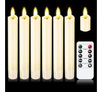 KSWING Upgraded Real Wax Short LED Flameless Taper Candles with Remote, 6 PCS Ivory Candlesticks Battery Operated 3D Flickering - 6" Realistic Fake Candle Sticks for Home/Wedding/Fireplace Xmas Decor