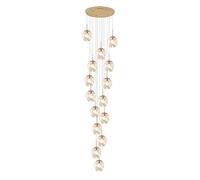 ksxnkhk 10/12/15/18-lights Large Chandelier,Mid Century Stair Pendant Lights Adjustable Height,Stainless Steel Base,E27 Bulb,Gold Raindrop Ceiling Light for Villa,Staircase,High Ce