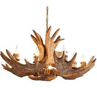 ksxnkhk 10-Lights Country Retro Resin Hall Chandelier American Villa Light Antler Hanging Lamp Compatible with Living Room Cafe Restaurant