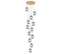 ksxnkhk 12/15/18-lights Staircase Raindrop Chandelier,Modern Gold Stair Pendant Lights Adjustable Height,Stainless Steel Base,E27 Bulb,Large Ceiling Light for Villa,High Ceiling (1