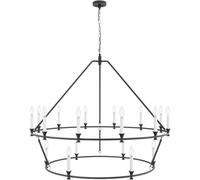 ksxnkhk 18-Light Black Wagon Wheel Chandeliers, 49 inch Industrial 2-Tier Candle Lights Farmhouse Round Chandeliers,Ceiling Light