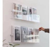 ksxnkhk 2 Pack Acrylic Magazine Display Stand Wall Mount, Clear Folder Holder Organizer for Office RV Restaurant, Newspaper Brochure Mail Rack Comic Book Storage Shelf ( Color : pack , Siz