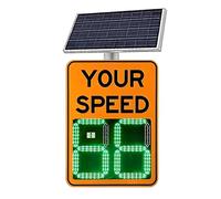 ksxnkhk 20''*27''/24''*35'' Solar Powered Radar Feedback Sign,Digital Speed Detector,Aluminum LED Traffic Signs,Warning Limit Board 3DigitDisplayOrange-50×70cm/20×27in
