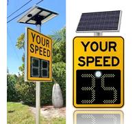 ksxnkhk 20''X27''/24''X35'' Solar Powered Radar Feedback Sign, Aluminum Traffic Speed Detector Variable Display Signs, IP65 Waterproof(A,50 * 70cm)