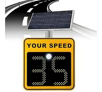 ksxnkhk 24''*24'' Solar Powered Radar Speed Limit Sign - LED Detective Display,Radar Feedback Sign,Applicable to Highways,Speed-Limit Roads 3DigitDisplay-Yellow