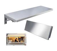 ksxnkhk 24" 48" Concession Folding Shelf Stainless Steel Fold Down Table Wall Mount Floating Desk Kitchen/Food Truck/Laundry/shower Drop Leaf Table(120x30cm/48x12in)