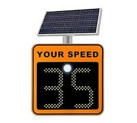 ksxnkhk 24'' Radar Speed Display Sign,Flashing Limit Indicator,Solar Powered LED Feedback Sign,LED Digital Solar Detector,Aluminum Road Warning Board Orange-2DigitDisplay