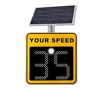 ksxnkhk 24'' Radar Speed Display Sign,Flashing Limit Indicator,Solar Powered LED Feedback Sign,LED Digital Solar Detector,Aluminum Road Warning Board Yellow-2DigitDisplay
