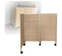 ksxnkhk 3/4/5 Panel Short Room Divider,Movable Privacy Screen with Pulleys,Indoor Freestanding Decorative Partition,for Study Office Dormitory Kindergarten(80x40cm-3 panels)